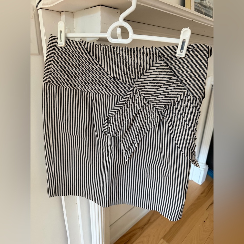 Anthropologie Black and White Striped Mini Skirt